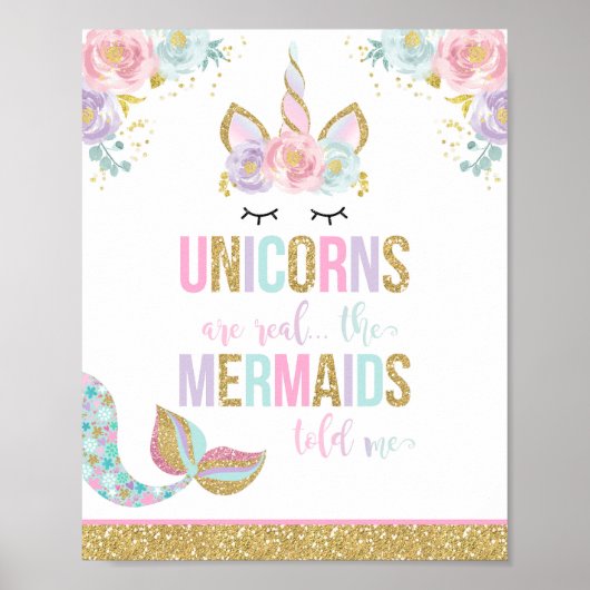 Unicorn Party Table Sign Magical Unicorn Poster (Voorkant)