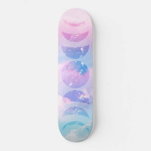 Unicorn Pastel Clouds Moon Phases #1 Skateboard (Voorkant)