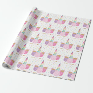 Unicorn Pastel Pink Girly Birthday Cadeaupapier