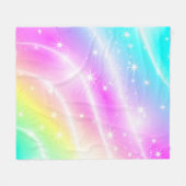 Unicorn Pastel Rainbow-kleur Fleece Deken (Voorkant (Horizontaal))