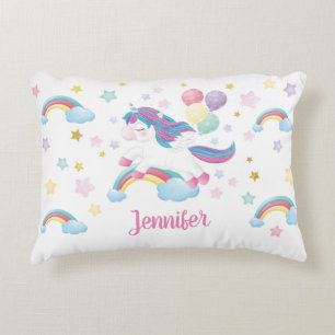 Unicorn Pastel Rainbow Persoonlijke naam Cute Accent Kussen