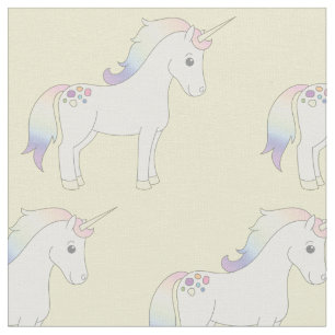 Unicorn Pastel Rainbow Yellow Stof