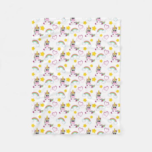 Unicorn pattern fleece deken (Voorkant)