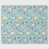 Unicorn Pattern Wrapping Paper Cadeaupapier (Vlak)