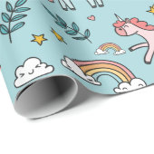 Unicorn Pattern Wrapping Paper Cadeaupapier (Rol Hoek)
