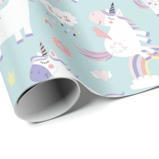 Unicorn Pattern Wrapping Paper Cadeaupapier (Rol Hoek)