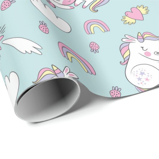 Unicorn Pattern Wrapping Paper Cadeaupapier (Rol Hoek)