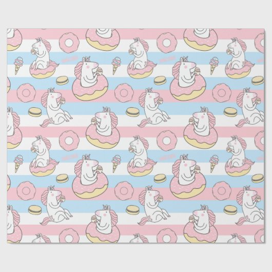 Unicorn Pattern Wrapping Paper Cadeaupapier (Vlak)