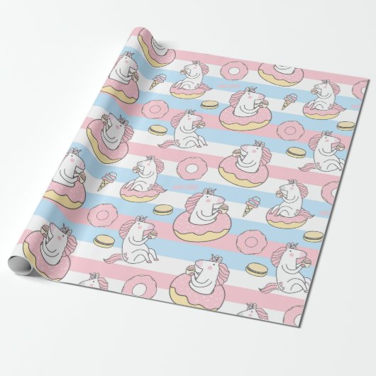Unicorn Pattern Wrapping Paper Cadeaupapier (Uitgerold)