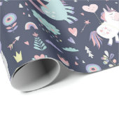 Unicorn Pattern Wrapping Paper Cadeaupapier (Rol Hoek)