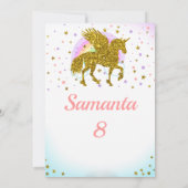 Unicorn Pegasus Gold Invitation Kaart (Achterkant)