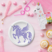 Unicorn pegasus - Kies achtergrondkleur Papieren Bordje (Feest)