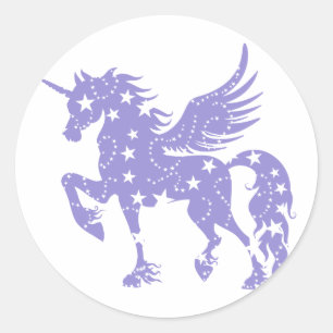Unicorn pegasus - Kies achtergrondkleur Ronde Sticker