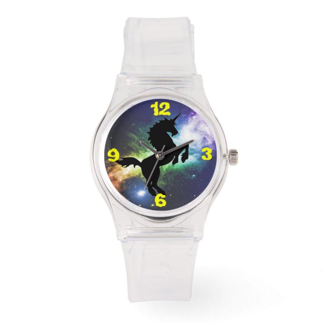 Unicorn Pegasus Silhouette fantasy Horloge (Voorkant)