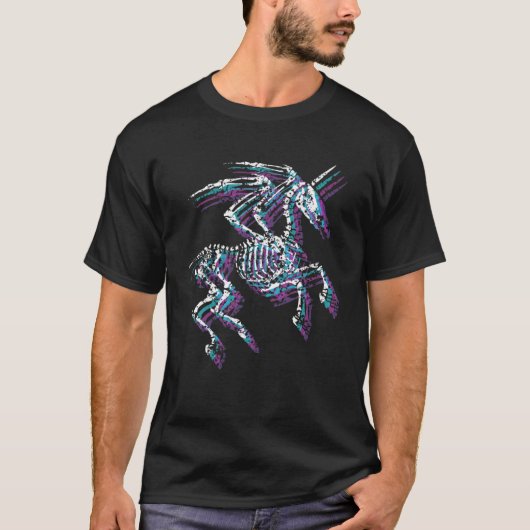 Unicorn Pegasus Skeleton Retro Style 80'S Vibes T-shirt (Voorkant)