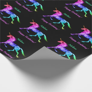 Unicorn personaliseer de naam Happy Birthday-cadea Cadeaupapier