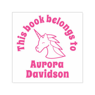 Unicorn personaliseert meisjes kinder bibliotheeks zelfinktende stempel