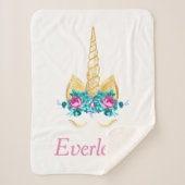 Unicorn Personalized Sherpa Blanket Sherpa Deken (Voorkant)