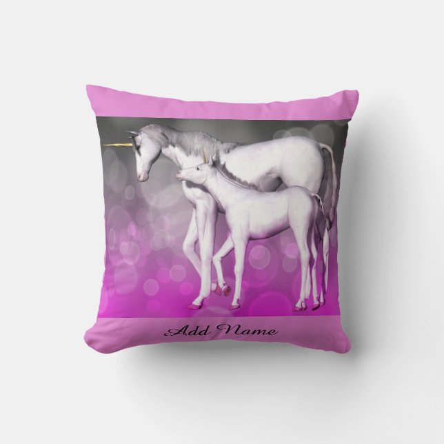 Unicorn Personnalisé rose violet Coussin (Recto)