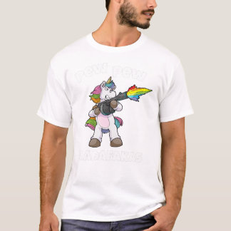 Unicorn Pew Pew Madafakas Unicorn Rainbow Pistool T-shirt