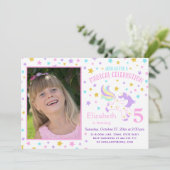 Unicorn Photo Anniversaire Invitation (Debout devant)
