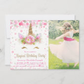 Unicorn Photo Unicorn Invitations de fête d'annive (Devant)
