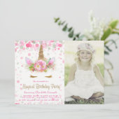 Unicorn Photo Unicorn Invitations de fête d'annive