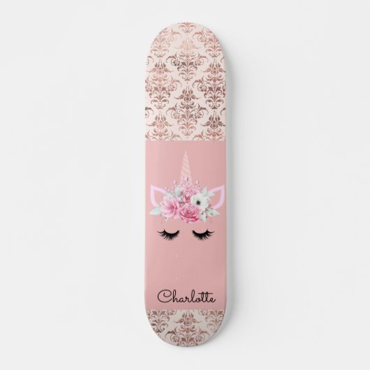 Unicorn Pin Damask Skateboard personnalisé (Devant)