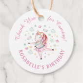 Unicorn Pink Ballerina Birthday Party Hartelijk da Bedankjes Labels (Voorkant)