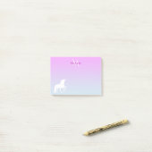 Unicorn Pink blue monogrammen Post-it® Notes (Op bureau)