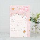 Unicorn Pink Clouds Girl Menu Baby shower (Debout devant)