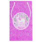 Unicorn Pink Glitter Persoonlijke naam Klein Cadeauzakje (Achterkant)