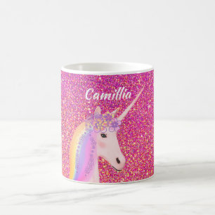 Unicorn Pink Glitter Sparkle Magical Personalized Koffiemok