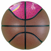 Uniçorn Pink Glitter Sparkles Girly Personalized Basketbal (Rechts)