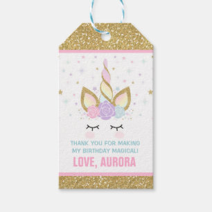 Unicorn Pink & Gold Party Favor Dank u Label Cadeaulabel