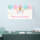 Unicorn Pink Gold Rainbow Girl Birthday Spandoek (Beurs)