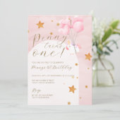 Unicorn Pink Kids 1er Anniversaire Fête Invitation (Debout devant)