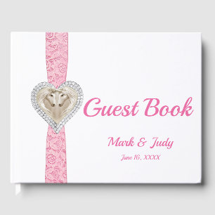 Unicorn Pink Lace Ribbon Mariage livre d'or