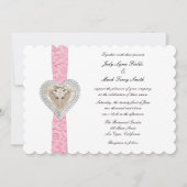 Unicorn Pink Lace Wedding Uitnodiging (Voorkant)