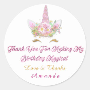Unicorn Pink Party Favor Ronde Sticker