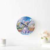 Unicorn Pique-nique Mur Horloge - Nom modifiable (Maison)