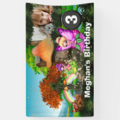 Unicorn pixie regenboogfantasie bosland foto spandoek (Verticaal)