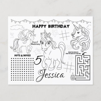 Unicorn placemats, Unicorn-activiteit & kleurpagin