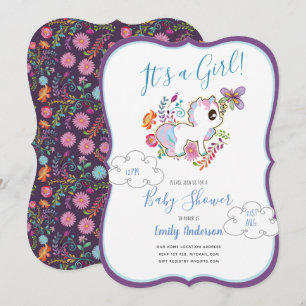 Unicorn Playground - Girl Baby Shower-uitnodiginge Kaart