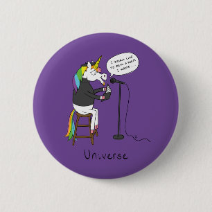 Unicorn Poetry Funny Cute Cartoon Ronde Button 5,7 Cm