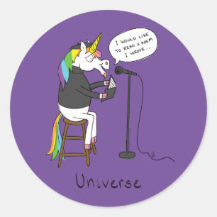 Unicorn Poetry Poet Funny Ronde Sticker
