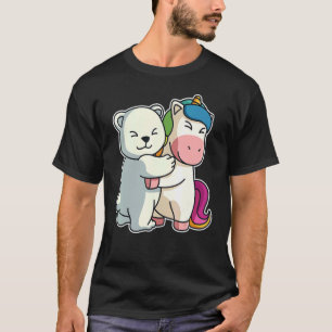 Unicorn & Polar Beer Hug Cute Icebeer voor vrouwen T-shirt