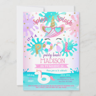 Unicorn Pool Party Anniversaire fêtes Invitations