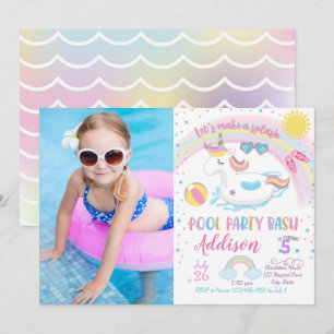 Unicorn Pool Party Anniversaire Invitation