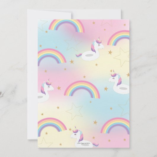 Unicorn Pool Party Anniversaire Invitation Filles (Dos)